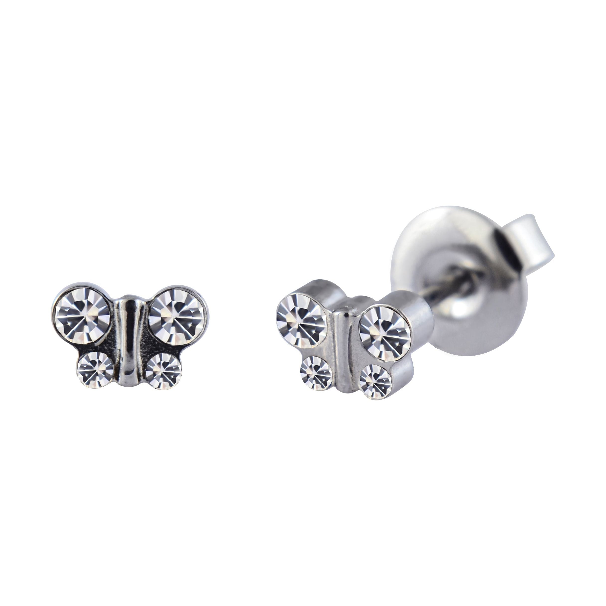 P129 - Papillon en acier chirurgical transparent (6 mm)