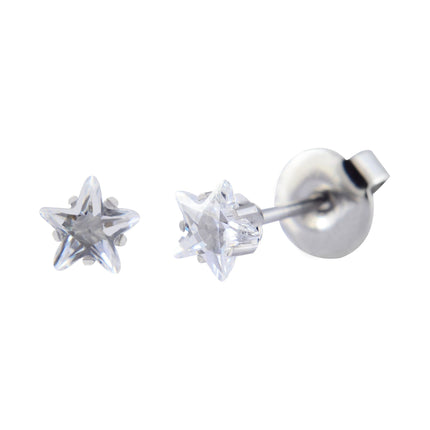 P124 - Surgical Steel Cubic Zirconia Star Clear (5mm)