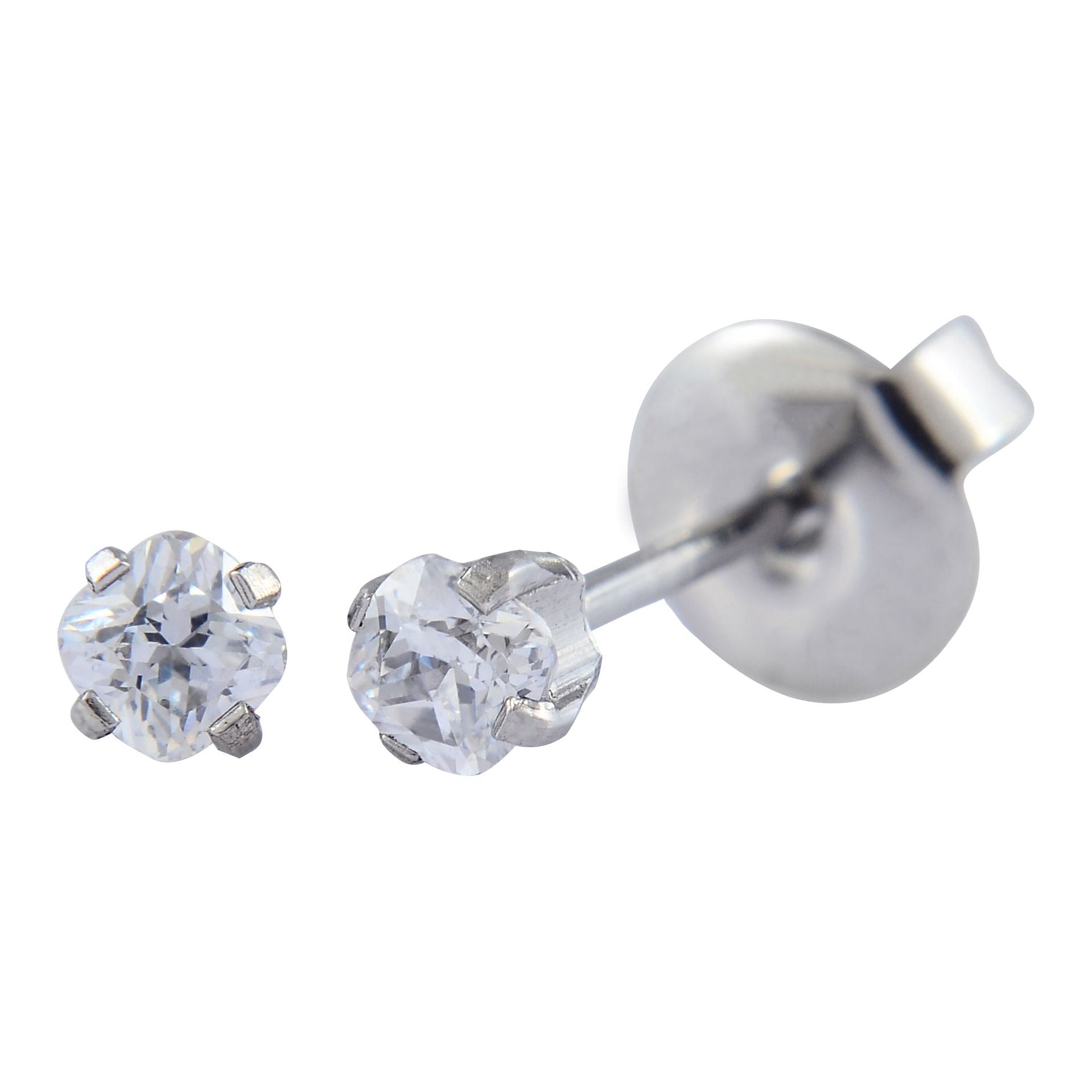 P125 - Acier Chirurgical Zircone Cubique Carré Clair (3x3mm)