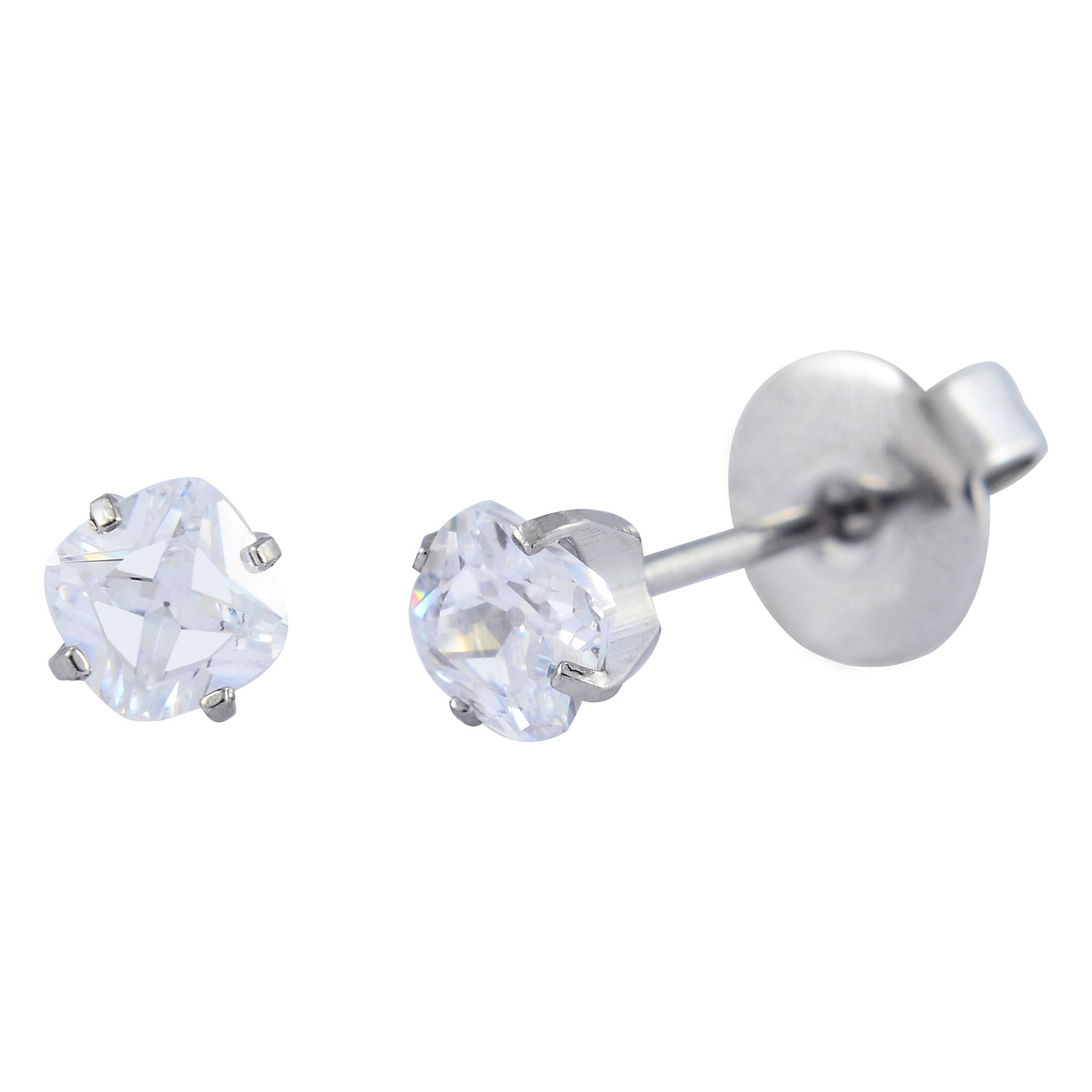 P132 - Surgical Steel Cubic Zirconia Square Clear (4x4mm)