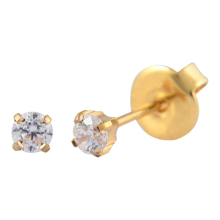 P207 - Gold Plated Cubic Zirconia Clear (3mm)