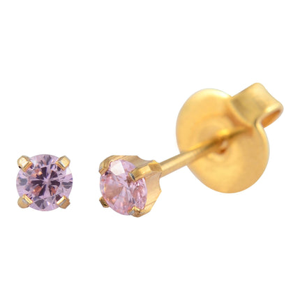 P208 - Gold Plated Cubic Zirconia Pink (3mm)