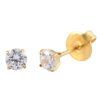 P209 - Gold Plated Cubic Zirconia Clear (4mm)