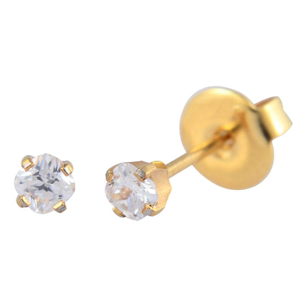 P213 - Gold Plated Cubic Zirconia Square Clear (3x3mm)